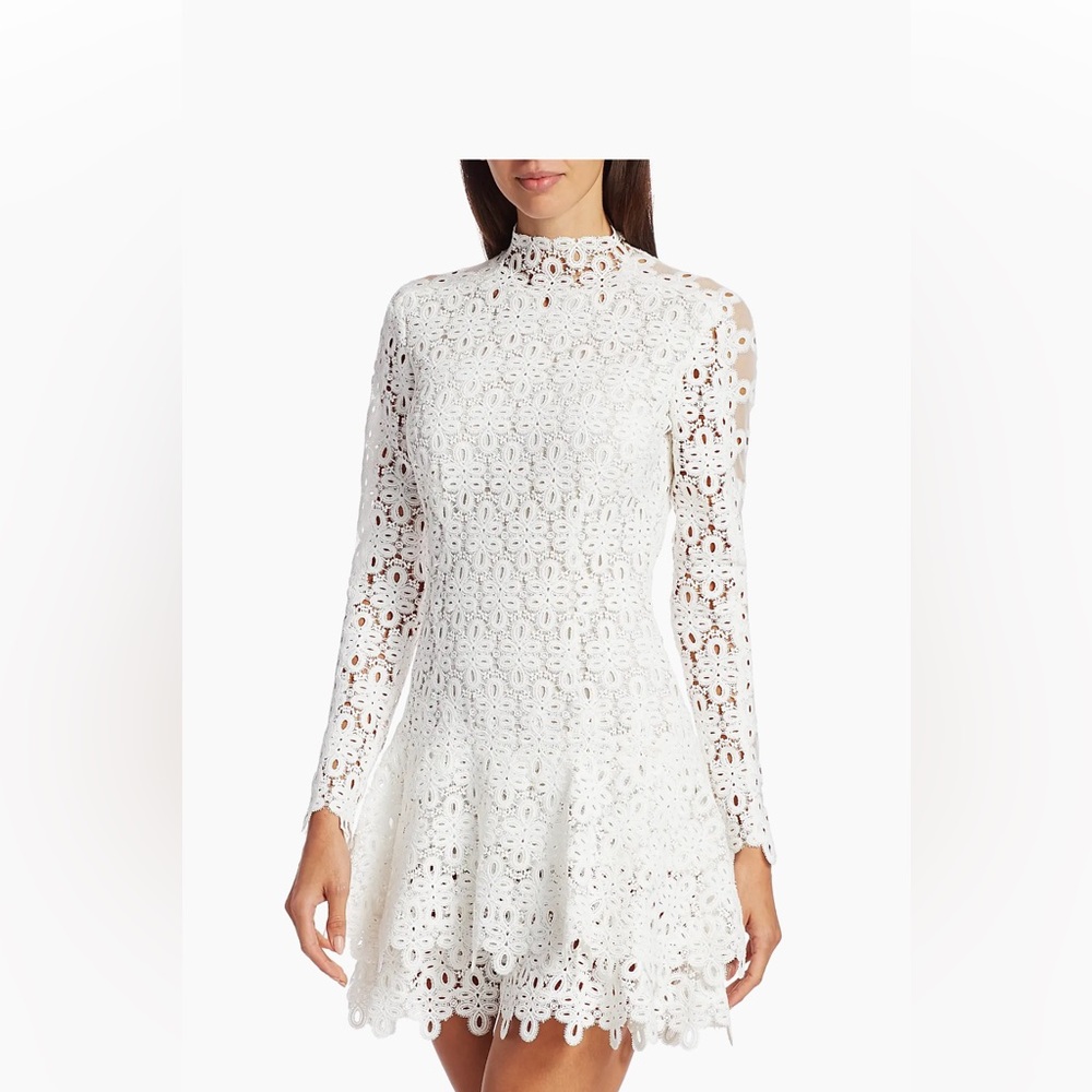 Jonathan Simkhai White Crochet Lace High-Neck Mini Dress - Picture 2 of 15